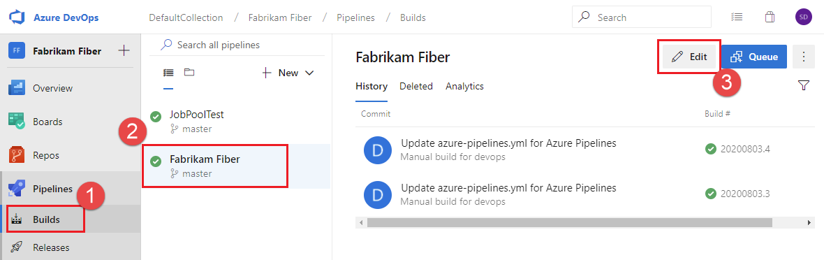 Pipeline details in Azure DevOps Server 2019