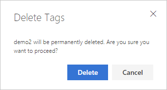 Screenshot of delete tag confirmation in the web portal.