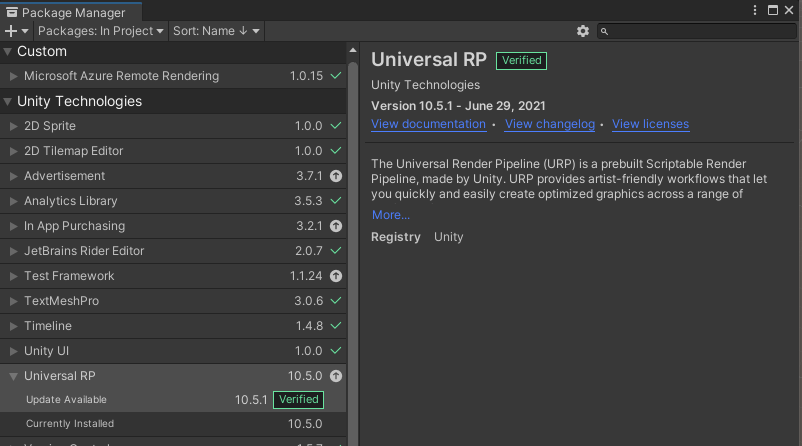 Version of the Universal RP