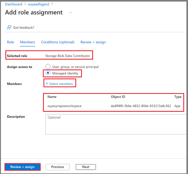 Screenshot that shows how to add a role assignment.