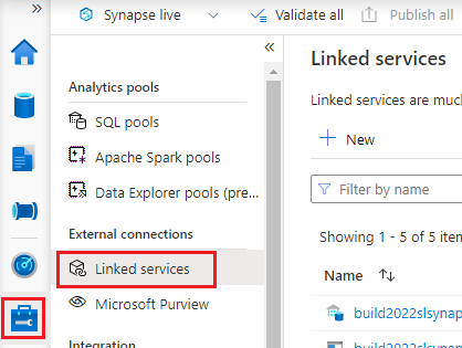 Screenshot that shows how to go to the linked service.
