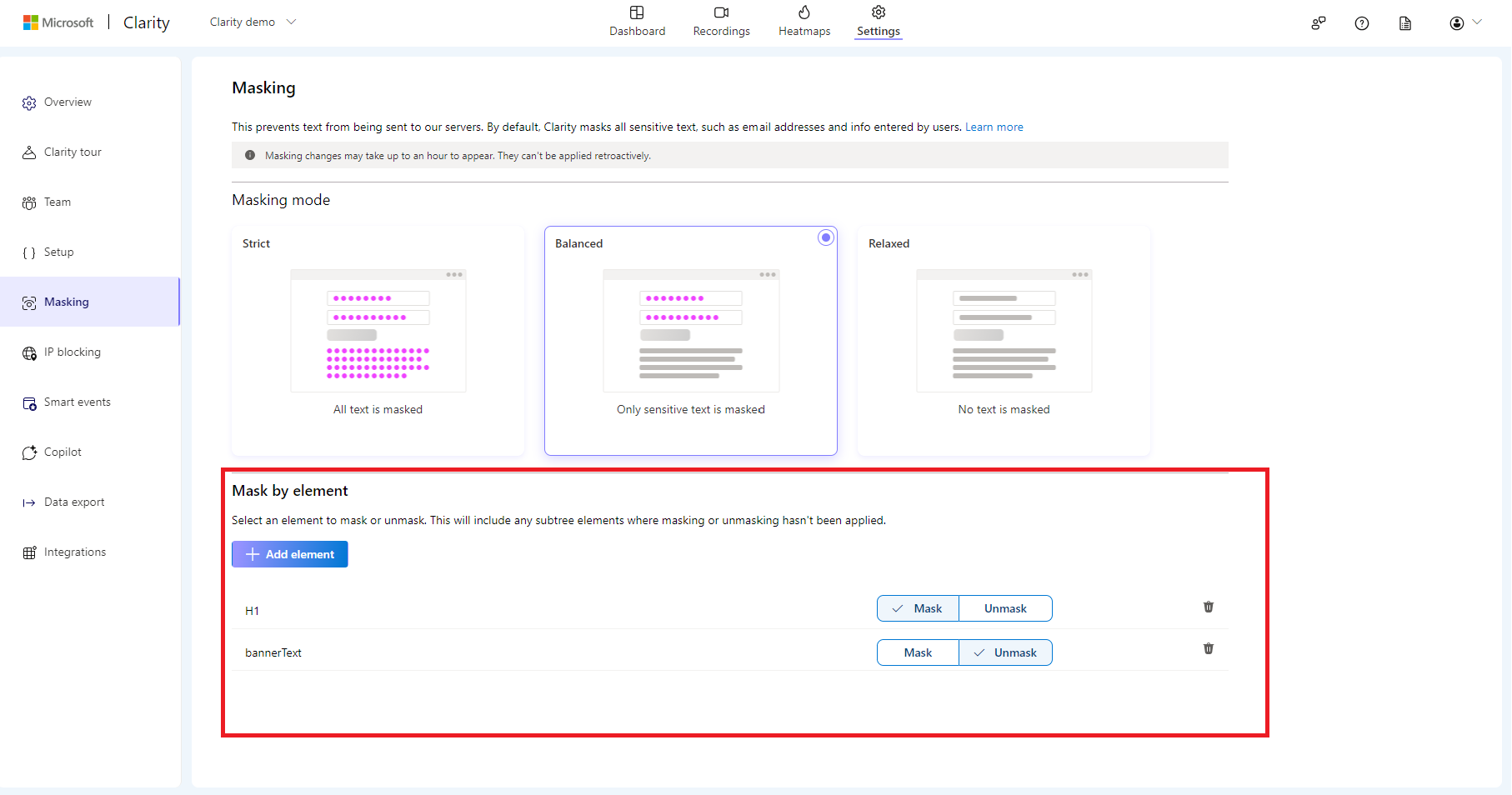 Masking CSS selector.