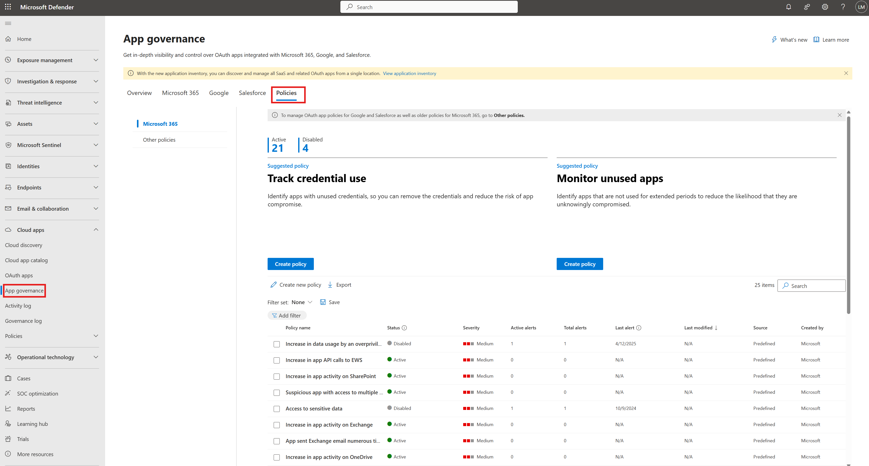 Skærmbillede af fanen Microsoft 365.