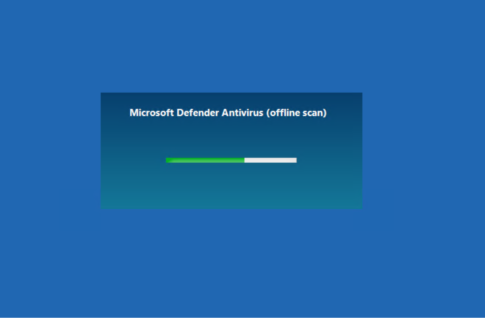 Skærmbillede af scanningen Microsoft Defender Antivirus.