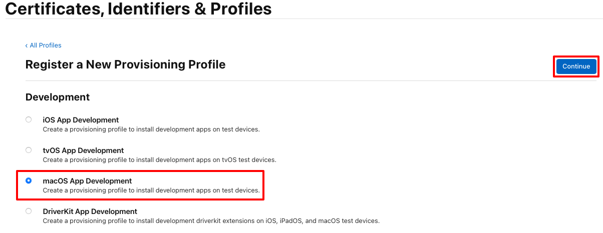 Register a provisioning profile for ad-hoc distribution.