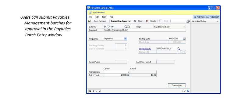 Require Batch Approval check box