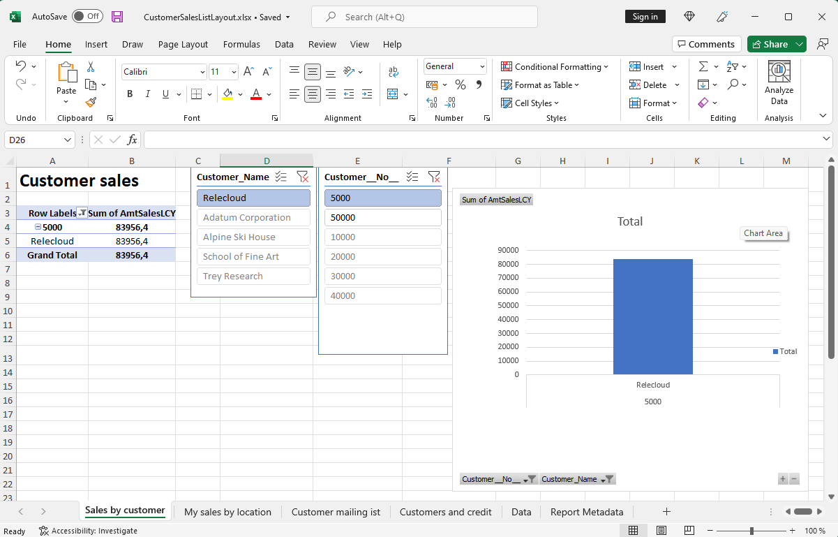 Viser et eksempel på et Excel-layout.