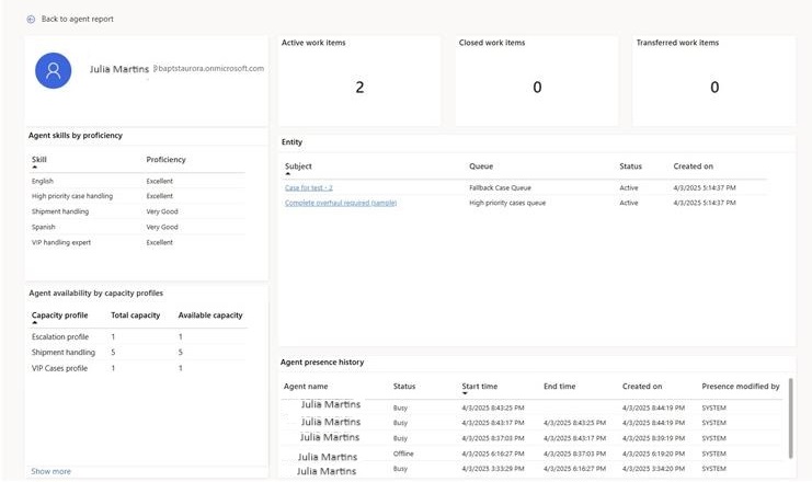 Skærmbillede af helpdesk-medarbejderens detailudledning
