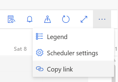 Skærmbillede af indstillingen Kopiér link på planlægningstavlen.