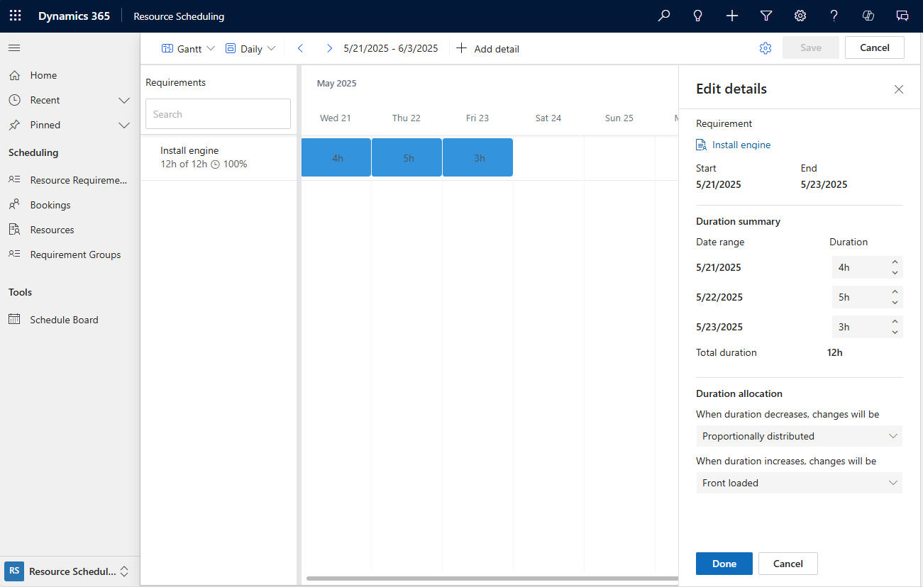 Skærmbillede af ruden Rediger detaljer for Angiv mønster.