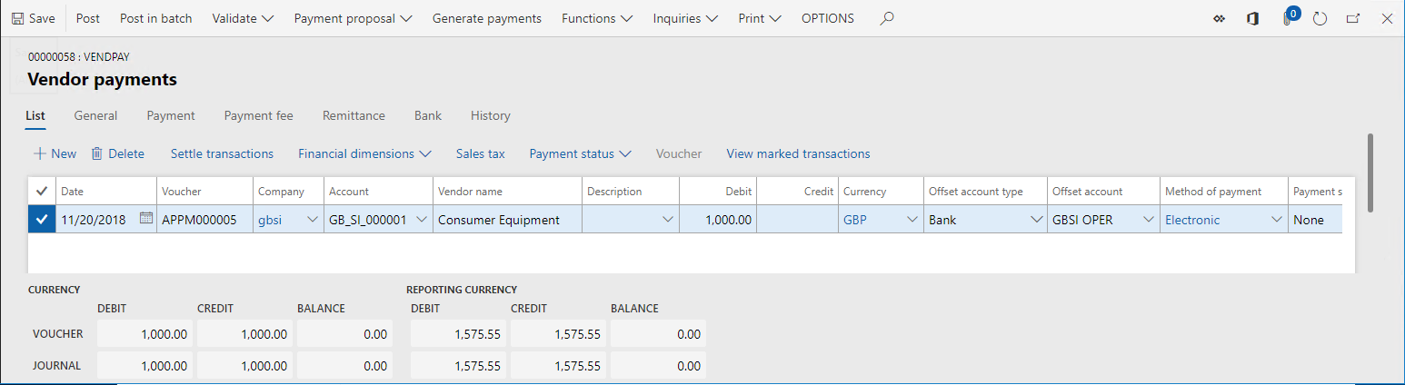 Side med leverandørbetalinger.
