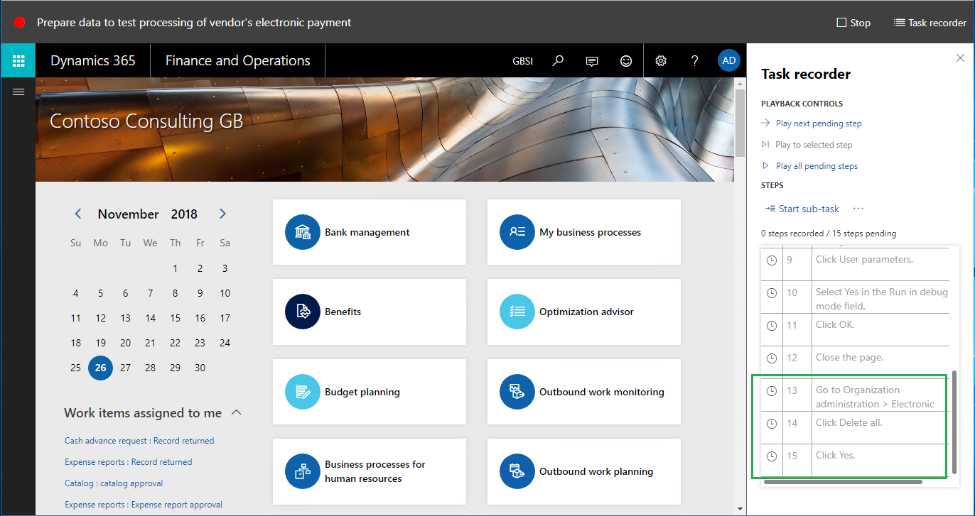 Opgaveregistrering trin 13 til 15.