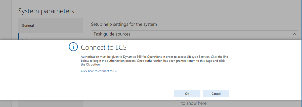 Screenshot of Connect to Lifecycle Services.
