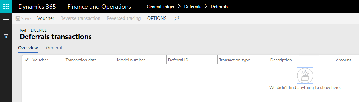 Deferrals transactions page.