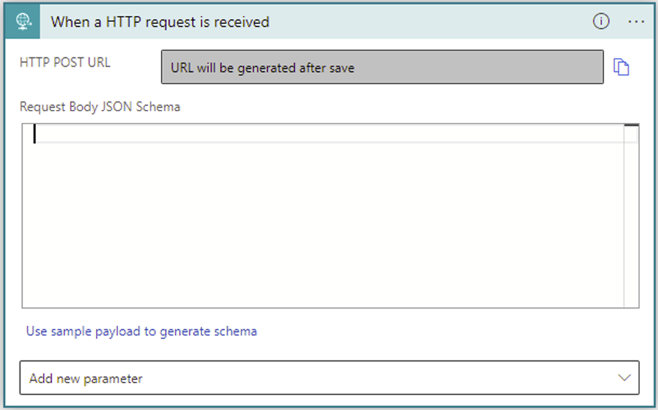 Et skærmbillede, hvor udløseren til logikappen vises.