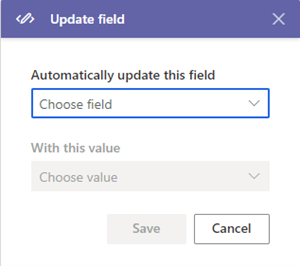 Skærmbillede af aktiviteten Opdater felt