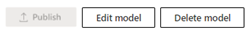 Skærmbillede af modellens handlingsknapper på siden Forudsigende pointmodel for kundeemne.