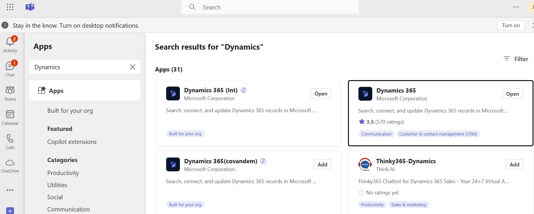 Søge efter og vælge Dynamics 365 Søge efter og vælge Dynamics 365.