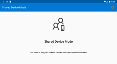 App screen showing shared device mode enabled