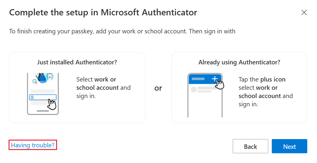 Screenshot that shows how to register another way if you have trouble.