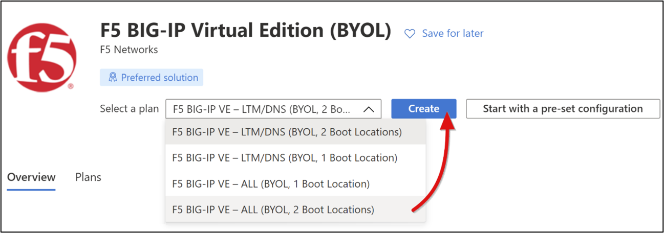 Screenshot of software plan selections.