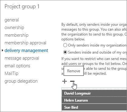 Screenshot of the delivery management page in which the removing icon is highlighted.