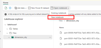 Skærmbillede af oprettelse af ny notesbog i Fabric.