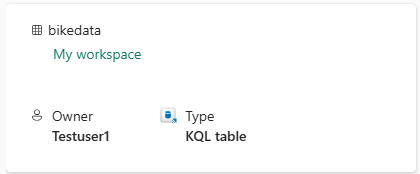 Skærmbillede, der viser metadataene for KQL-tabellen på siden Med detaljevisning i Stream.