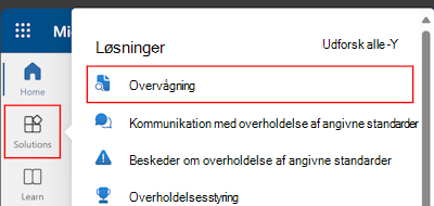 Vælg løsninger på Microsoft Purview-portalen, og vælg derefter Overvågning.