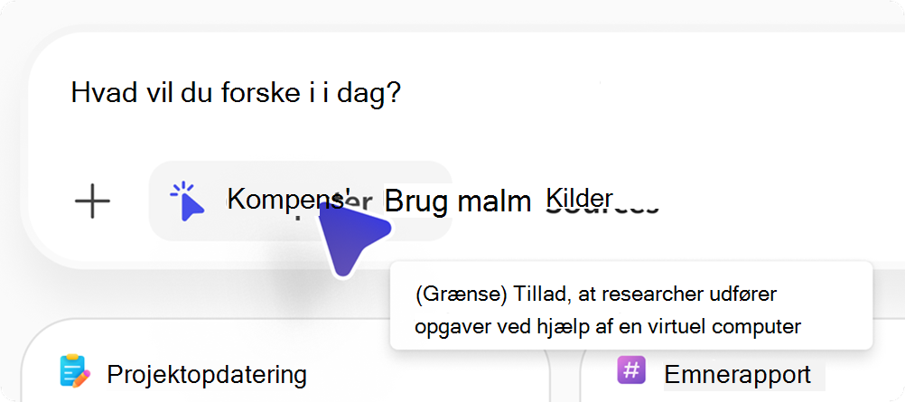 Skærmbillede, der viser indstillingen Computerbrug.