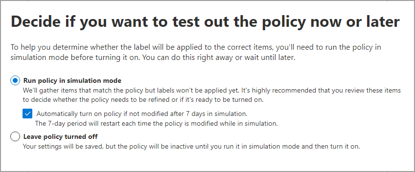 Test politikken for automatisk mærkning, der er konfigureret.
