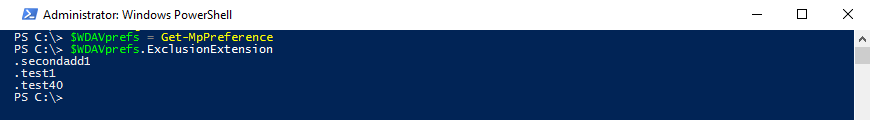 PowerShell-output til Get-MpPreference