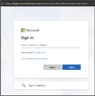 Skærmbillede af logindialogboksen for Microsoft Outlook Mail MCP-serveren.