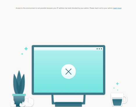 Skærmbillede af en meddelelse, der viser en stiliseret computer med en meddelelse om, at adgang er blokeret.