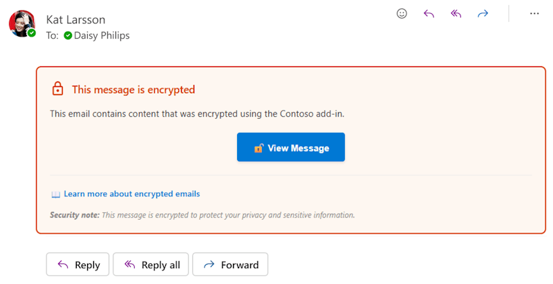 A sample placeholder message of an encrypted message.