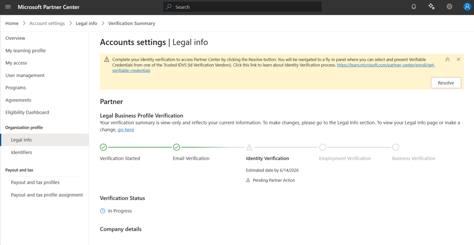 Screenshot showing the legacy verification steps displayed horizontally.