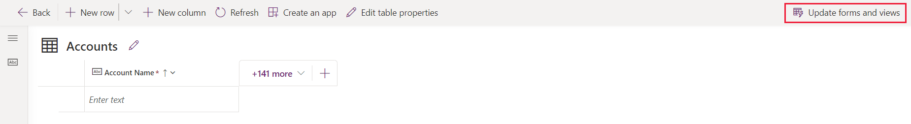 Opdater indstillingen formularer og visninger i tabeldesigneren.