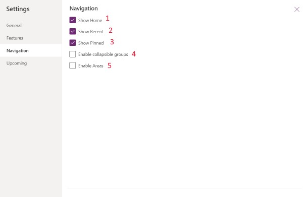 Tilgængelige indstillinger for appnavigation