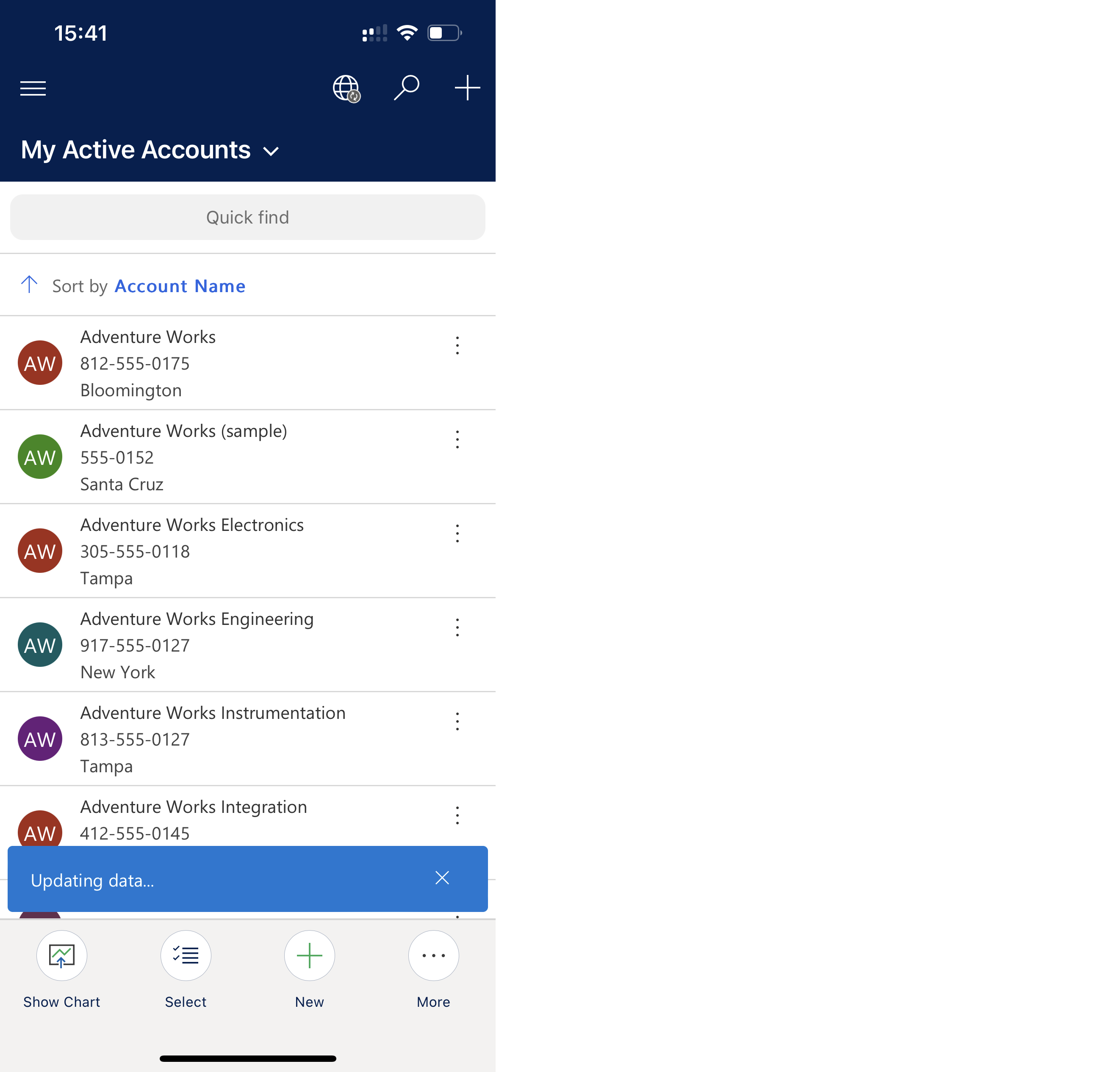 Opfrisker offlinestatus.