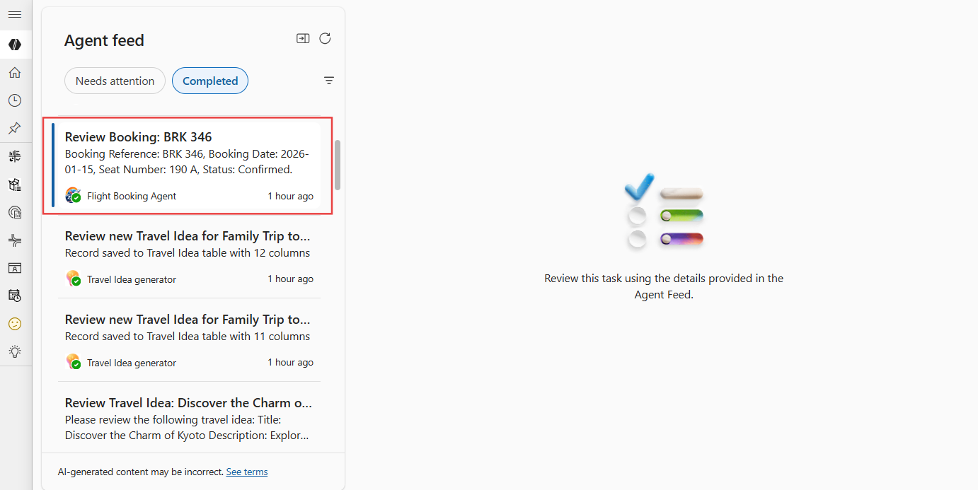 Gennemgangsopgaver for anmodninger om agentfeeds
