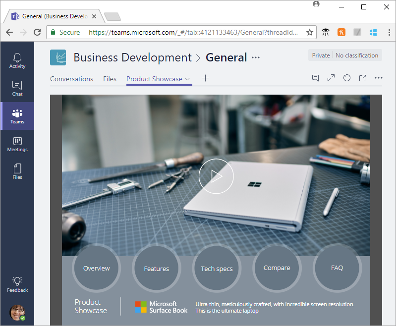 App, der er integreret i Microsoft Teams.