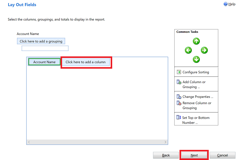 Skærmbilledet Tilføj flere kolonner Skærmen Tilføj flere kolonner.