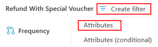 Skærmbillede af rullemenuen Opret filter.