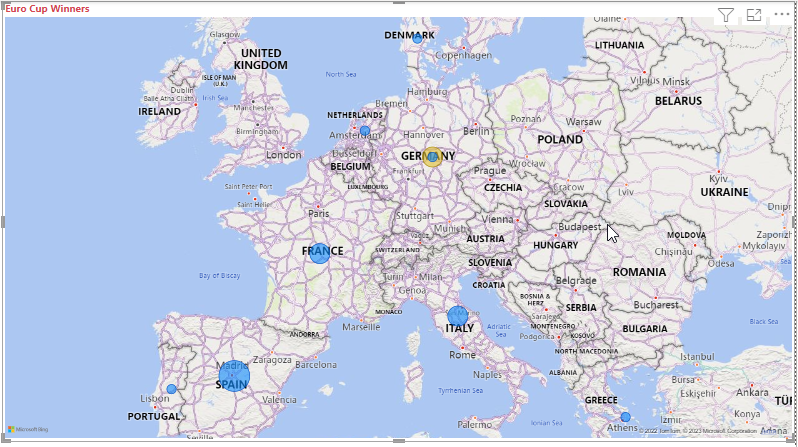 Skærmbillede, der viser kortvisualiseringen, hvor formateringsændringerne er anvendt.