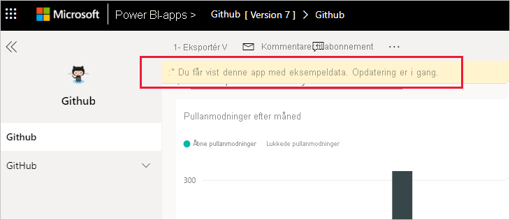Screenshot of the template app window with the banner showing that refresh is in progress.