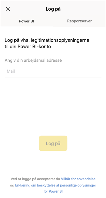 Log på Power BI-mobilappen