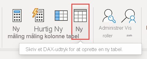 Skærmbillede af ikonet Ny tabel.