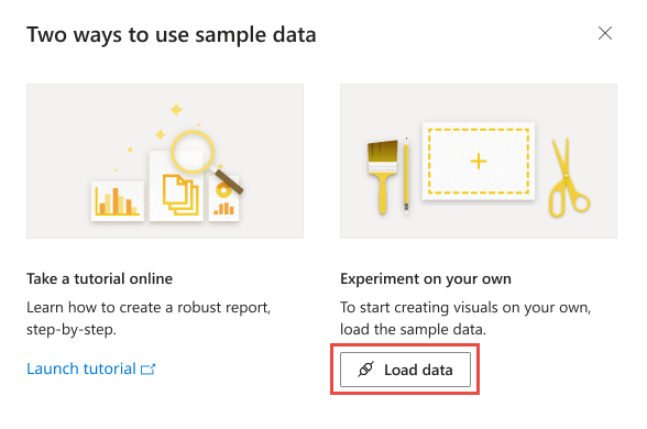 Skærmbillede af To måder at bruge eksempeldata > indlæs data på.