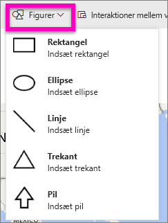 Screenshot showing Shapes selected from the menu.