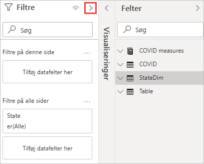 Screenshot showing how to Expand the Filters pane.